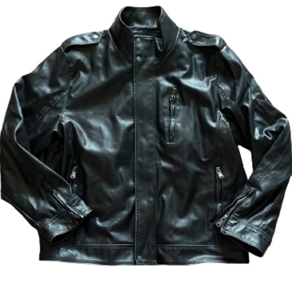 Calvin Klein black faux leather jacket size L